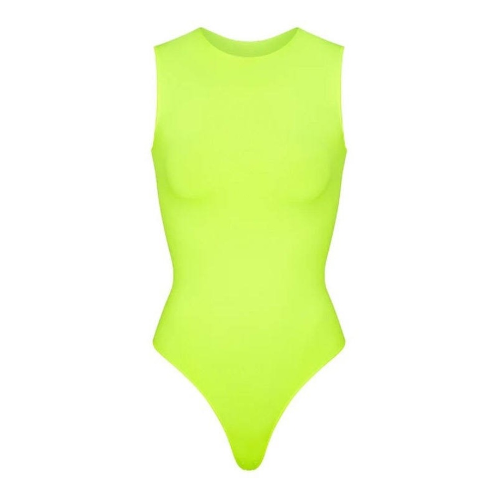 💛 SKIMS Essential Crew Neck Sleeveless Bodysuit in Highlighter Yellow NWOT L/XL